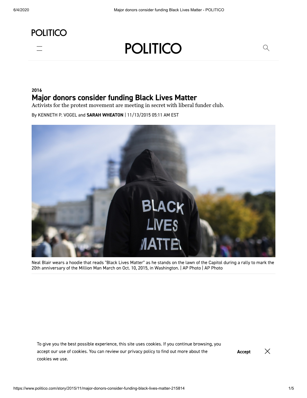 Major Donors Consider Funding Black Lives Matter - POLITICO