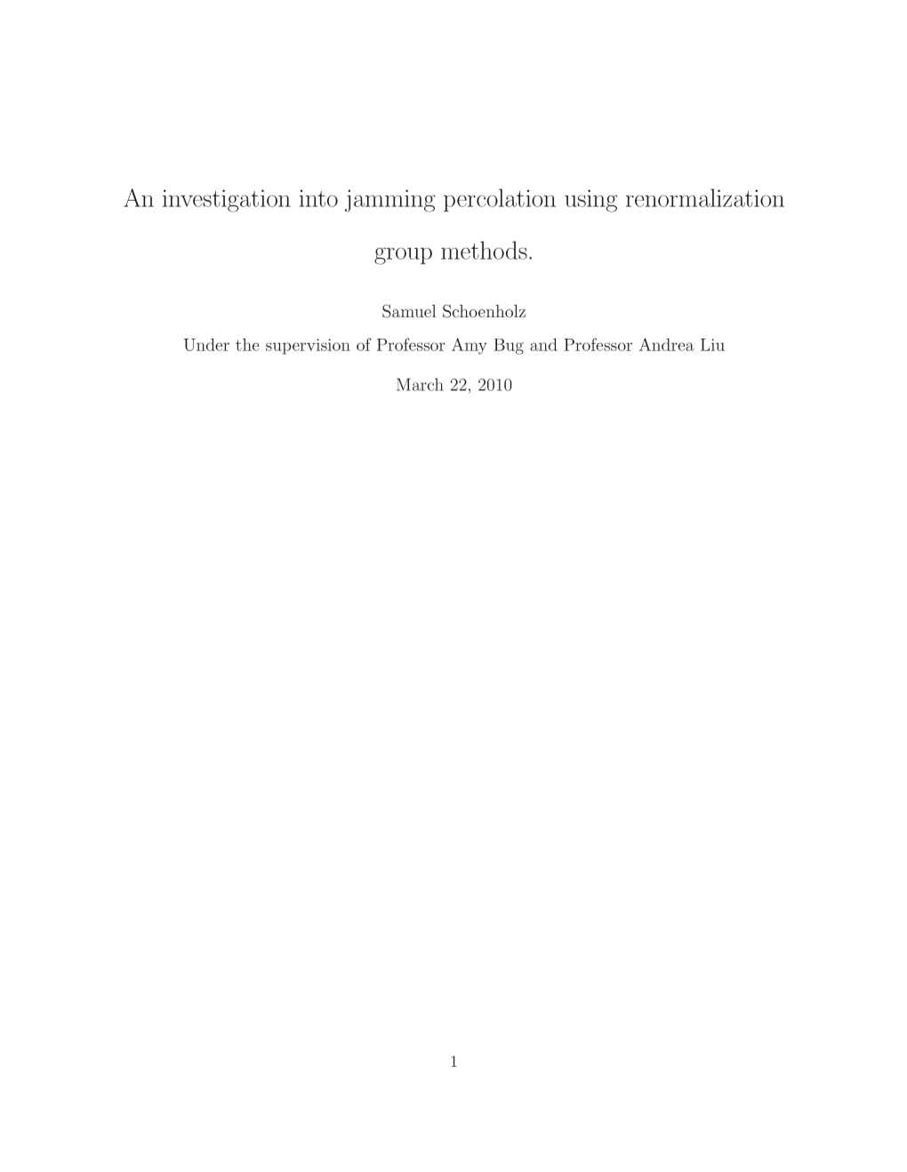 An Investigation Into Jamming Percolation Using Renormalization