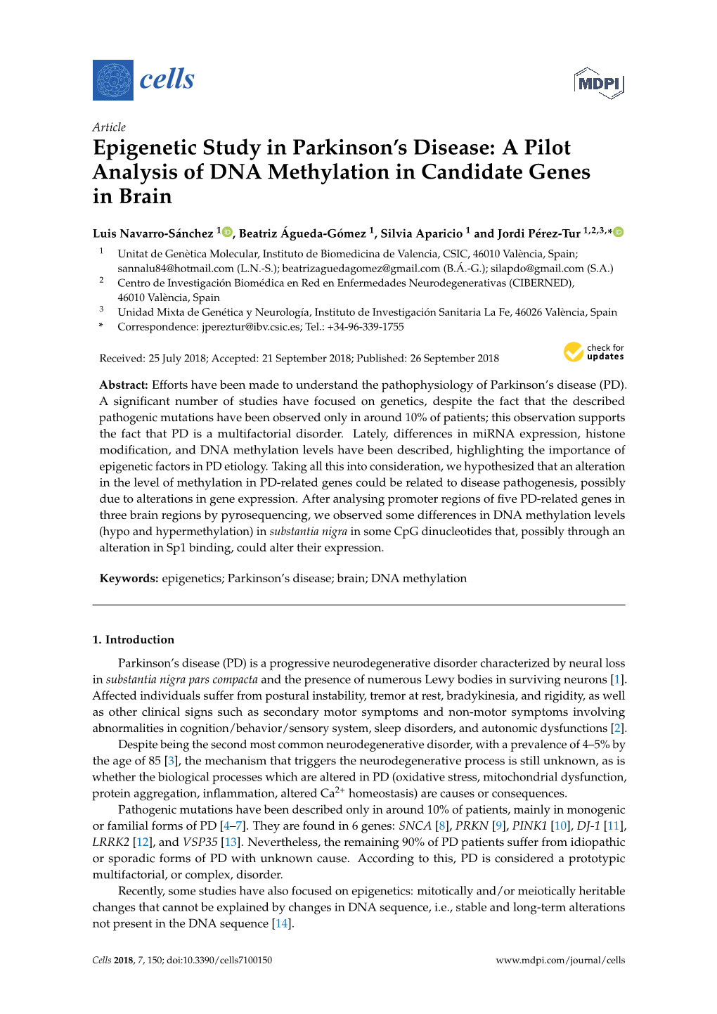 A Pilot Analysis of DNA Methylation in Candidate Genes in Brain