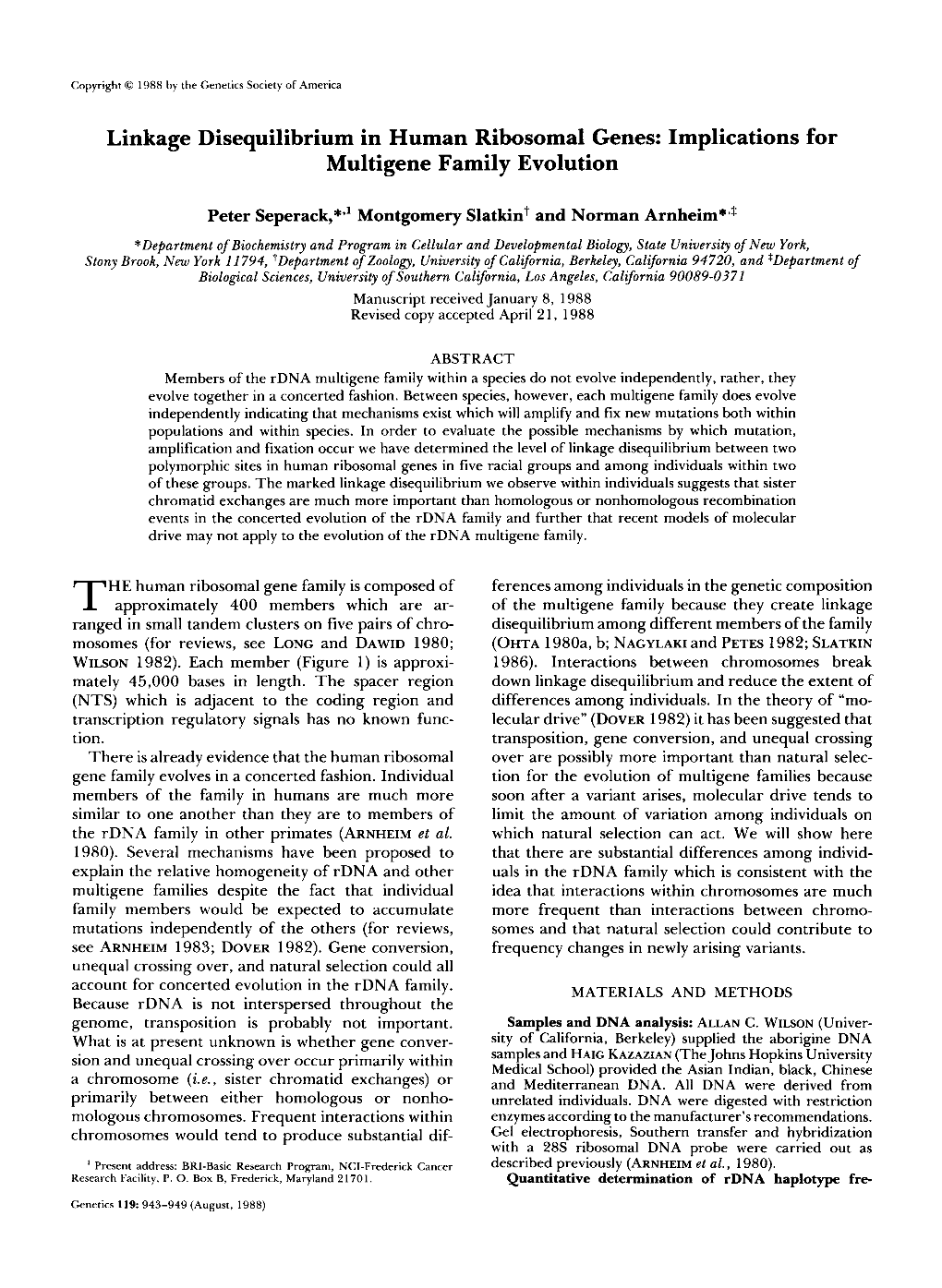 Linkage Disequilibrium in Human Ribosomal Genes: Implications for Multigene Family Evolution