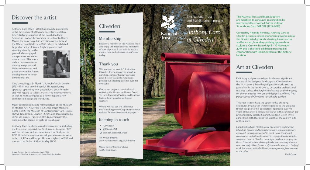 Anthony Caro at Cliveden Is Presented in Co-Operation with Annely Juda Fine Art