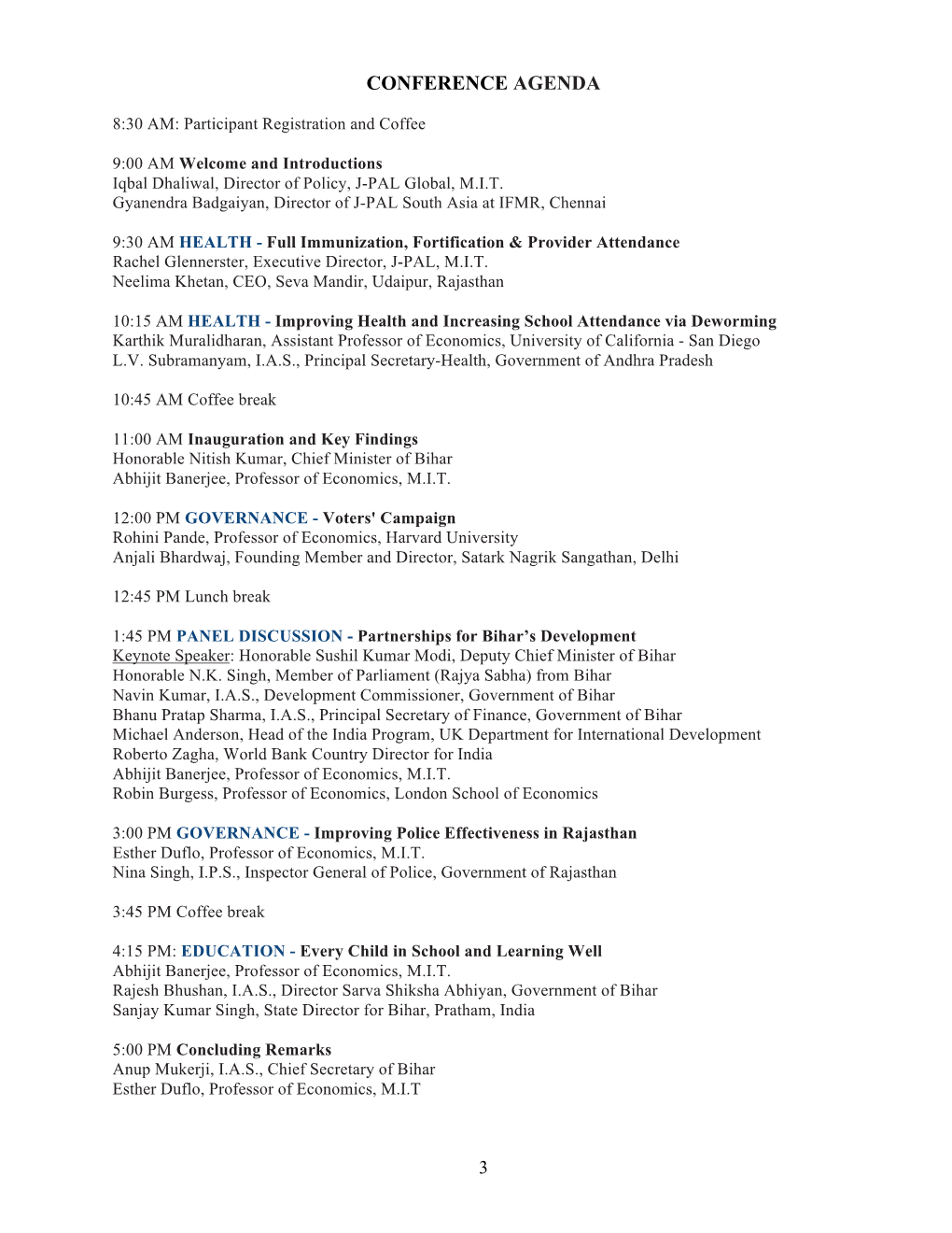 Conference Agenda