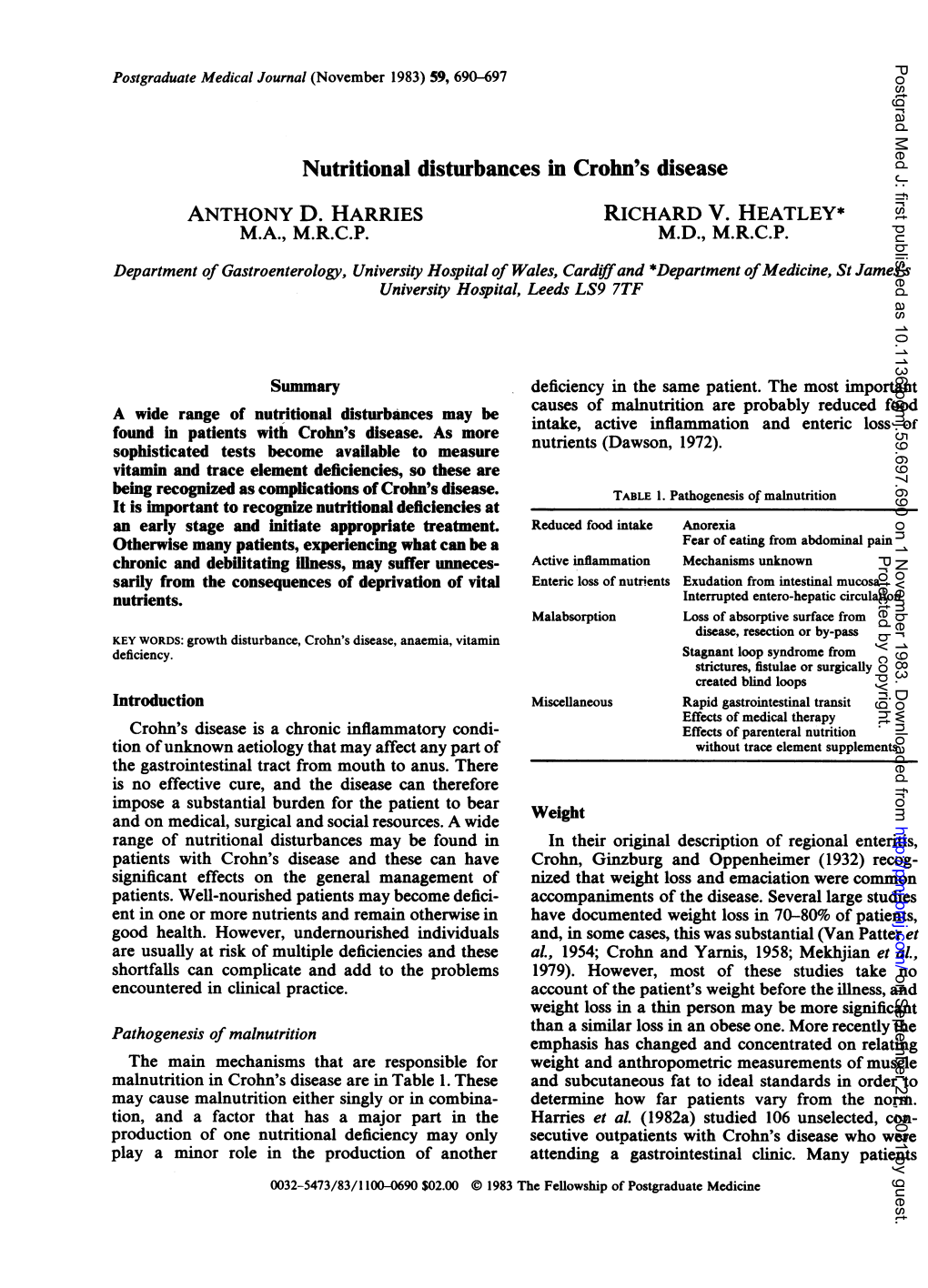 Nutritional Disturbances in Crohn's Disease ANTHONY D