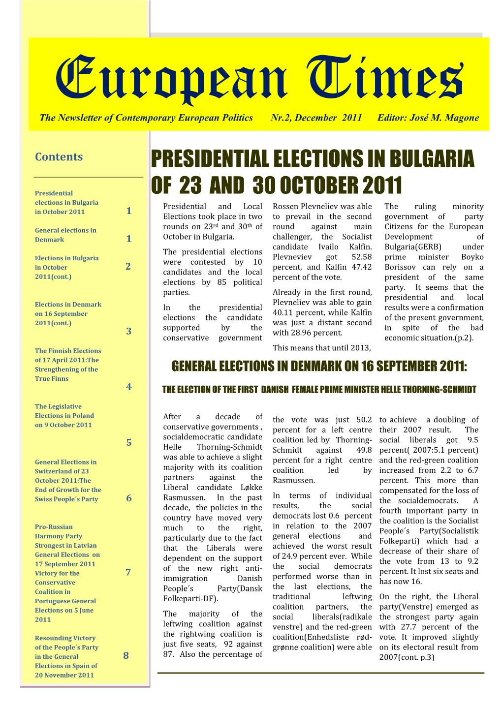 Presidential Elections in Bulgaria of 23 and 30