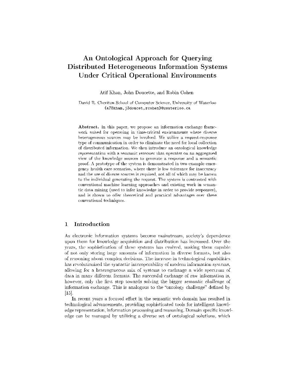 An Ontological Approach for Querying Distributed Heterogeneous Information Systems Under Critical Operational Environments