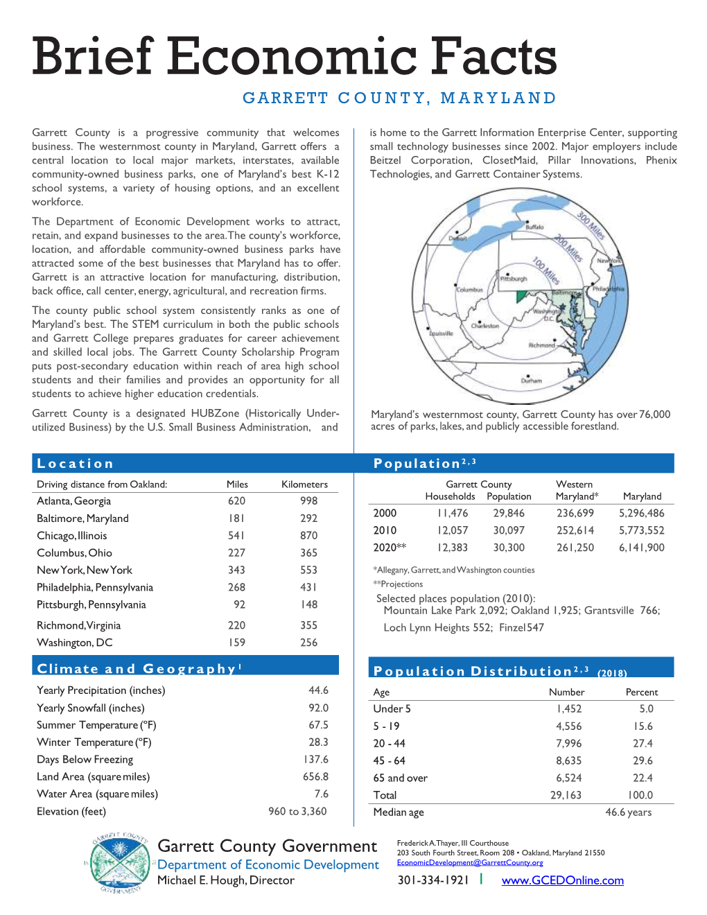 Brief Economic Facts G a RRETT C OUNTY, MARYLAND