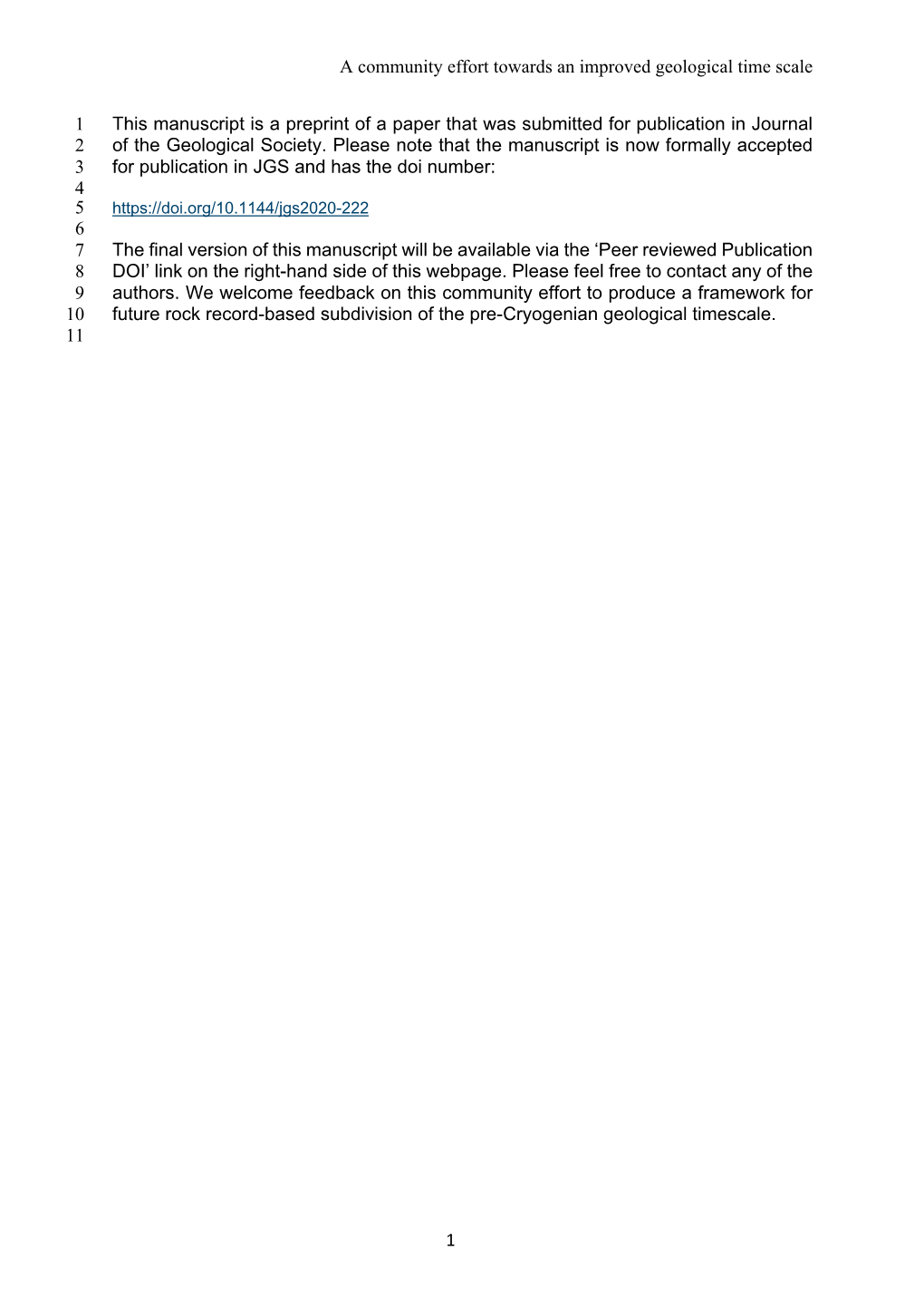 A Community Effort Towards an Improved Geological Time Scale