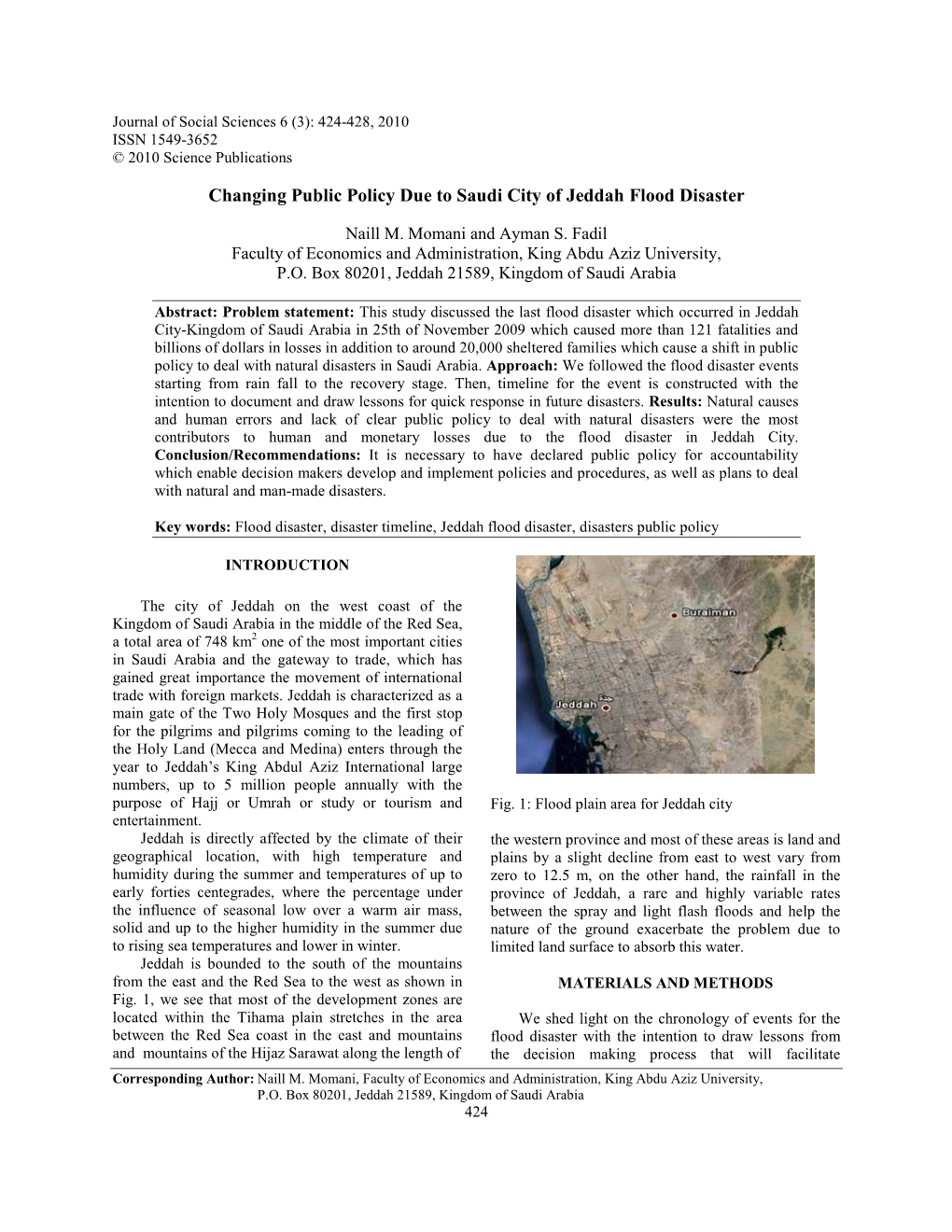 Changing Public Policy Due to Saudi City of Jeddah Flood Disaster