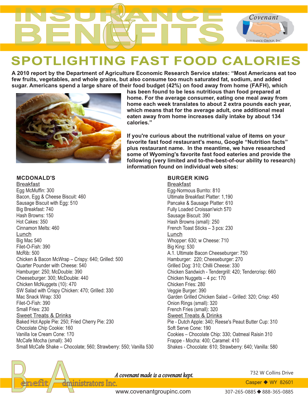 Spotlighting Fast Food Calories