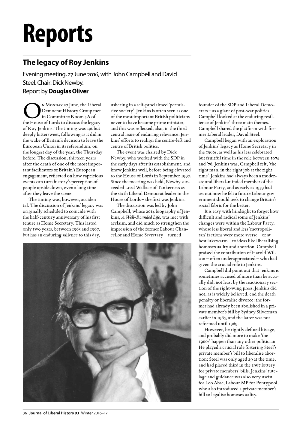 93 Report Oliver Legacy of Roy Jenkins