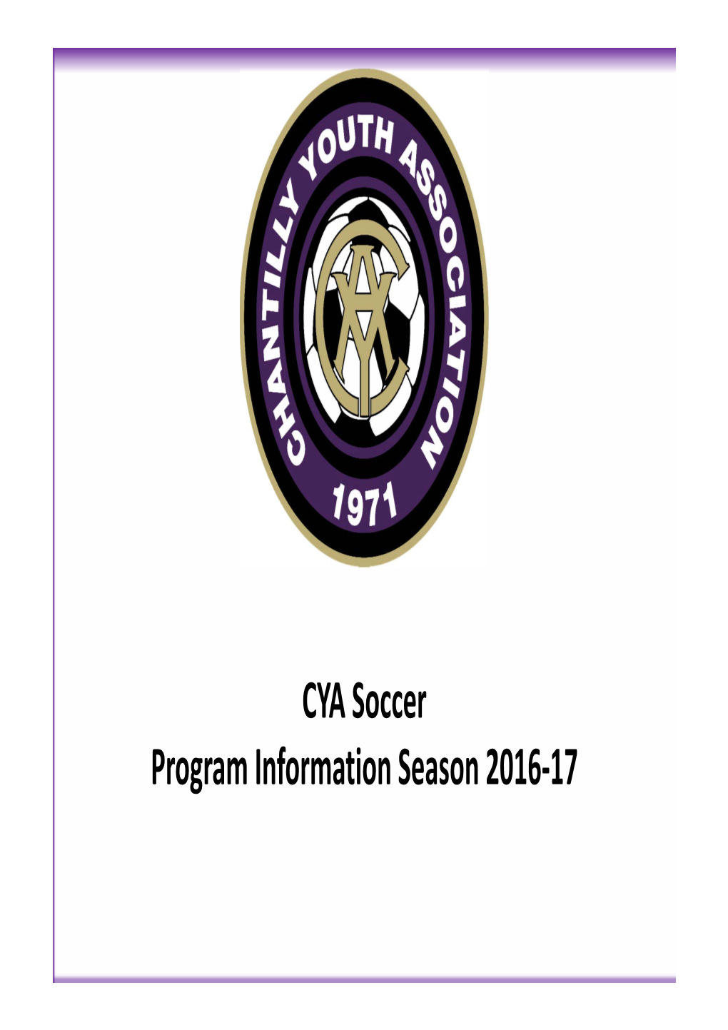 CYA Soccer Program Information Season 2016-17