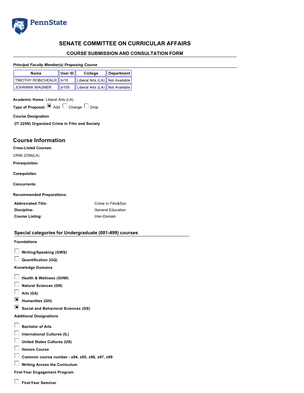 CRIM 225N / IT 225N Organized Crime in Film