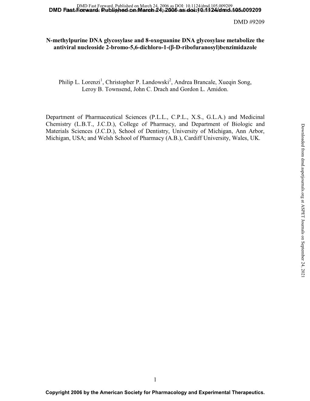 DMD #9209 1 N-Methylpurine DNA Glycosylase and 8-Oxoguanine