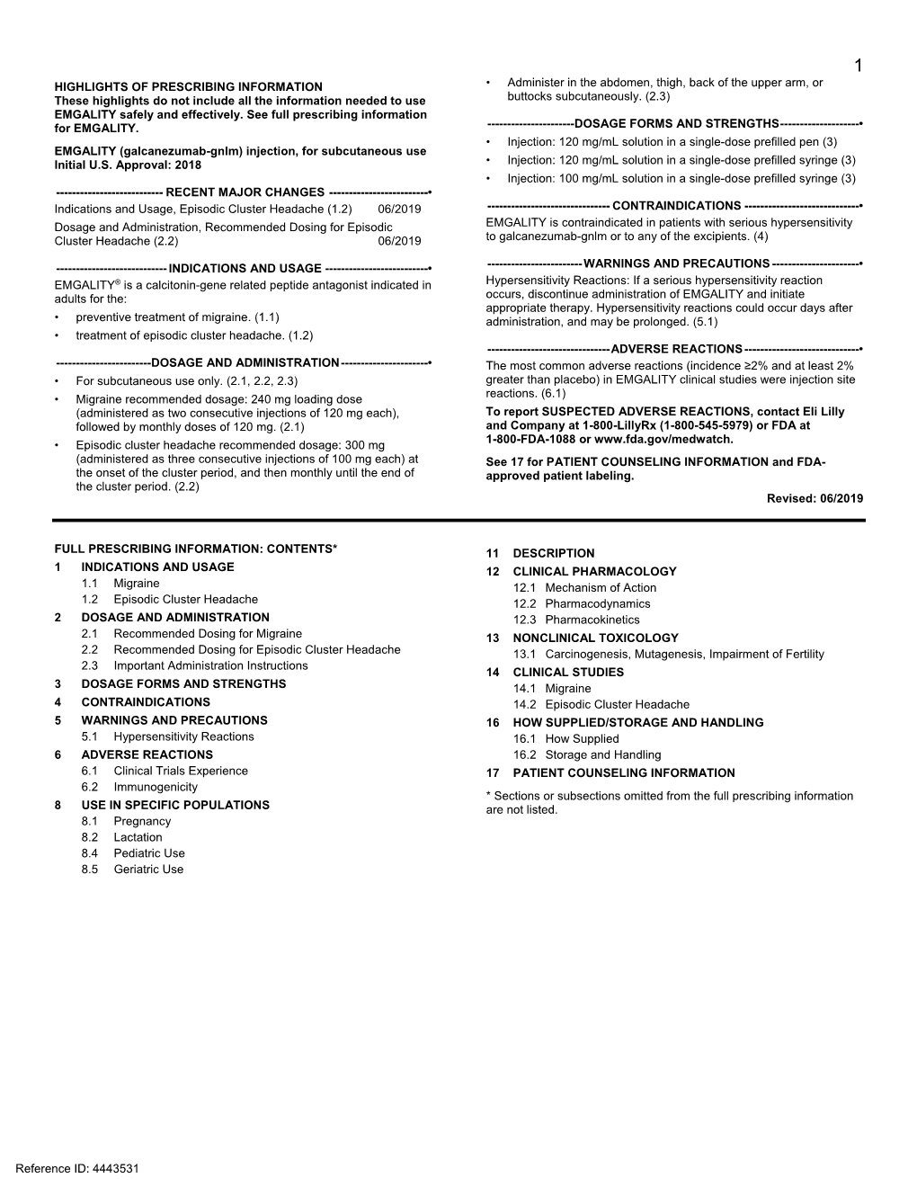 Galcanezumab-Gnlm) Injection, for Subcutaneous Use