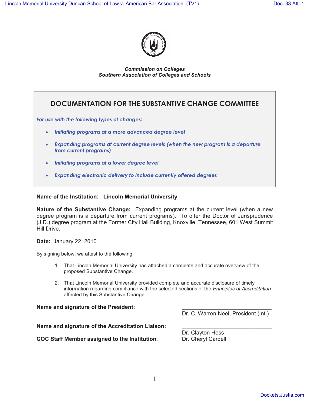 NOTICE by Lincoln Memorial University Duncan School of Law Re 2 MOTION for Temporary Restraining Order MOTION for Preliminary In