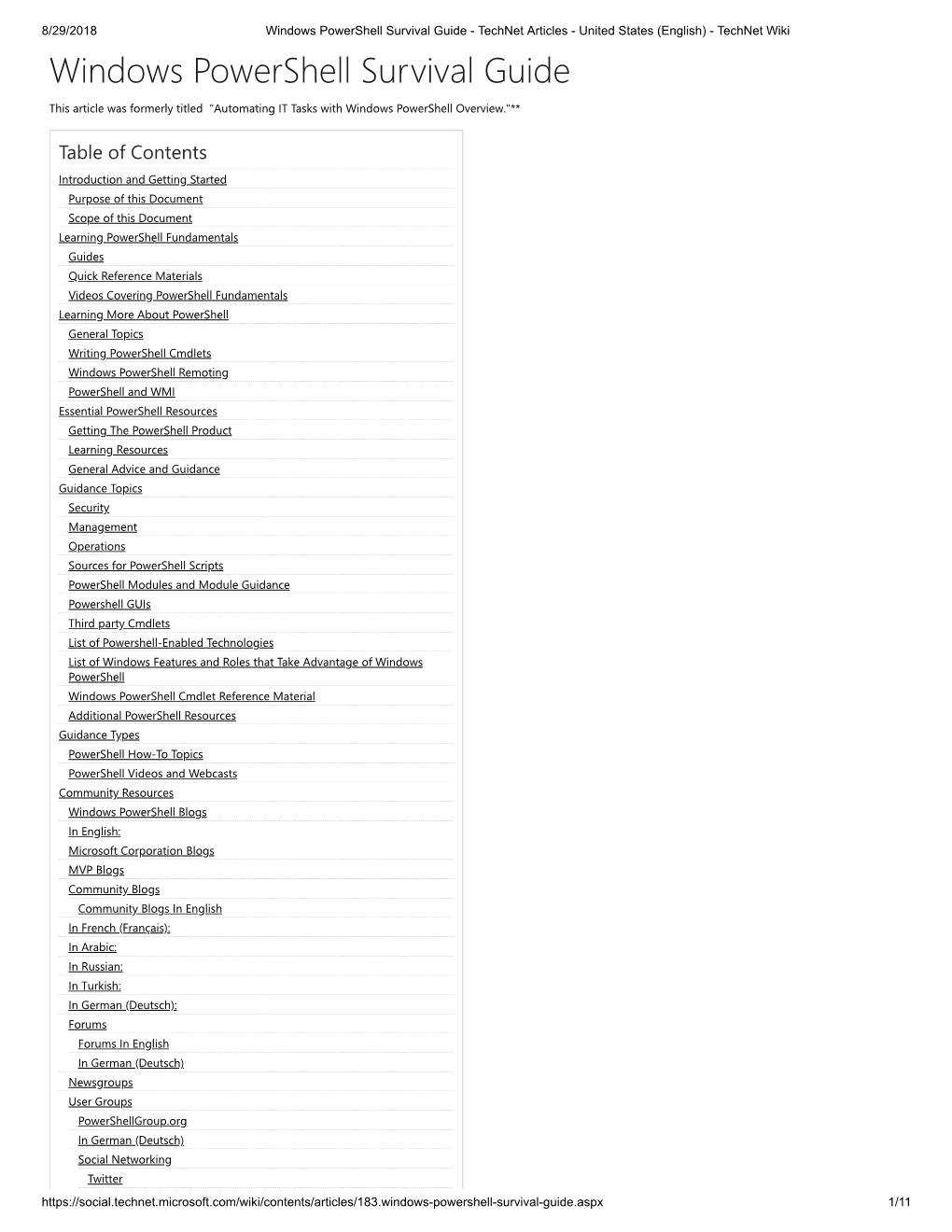 Windows Powershell Survival Guide - Technet Articles - United States (English) - Technet Wiki Windows Powershell Survival Guide