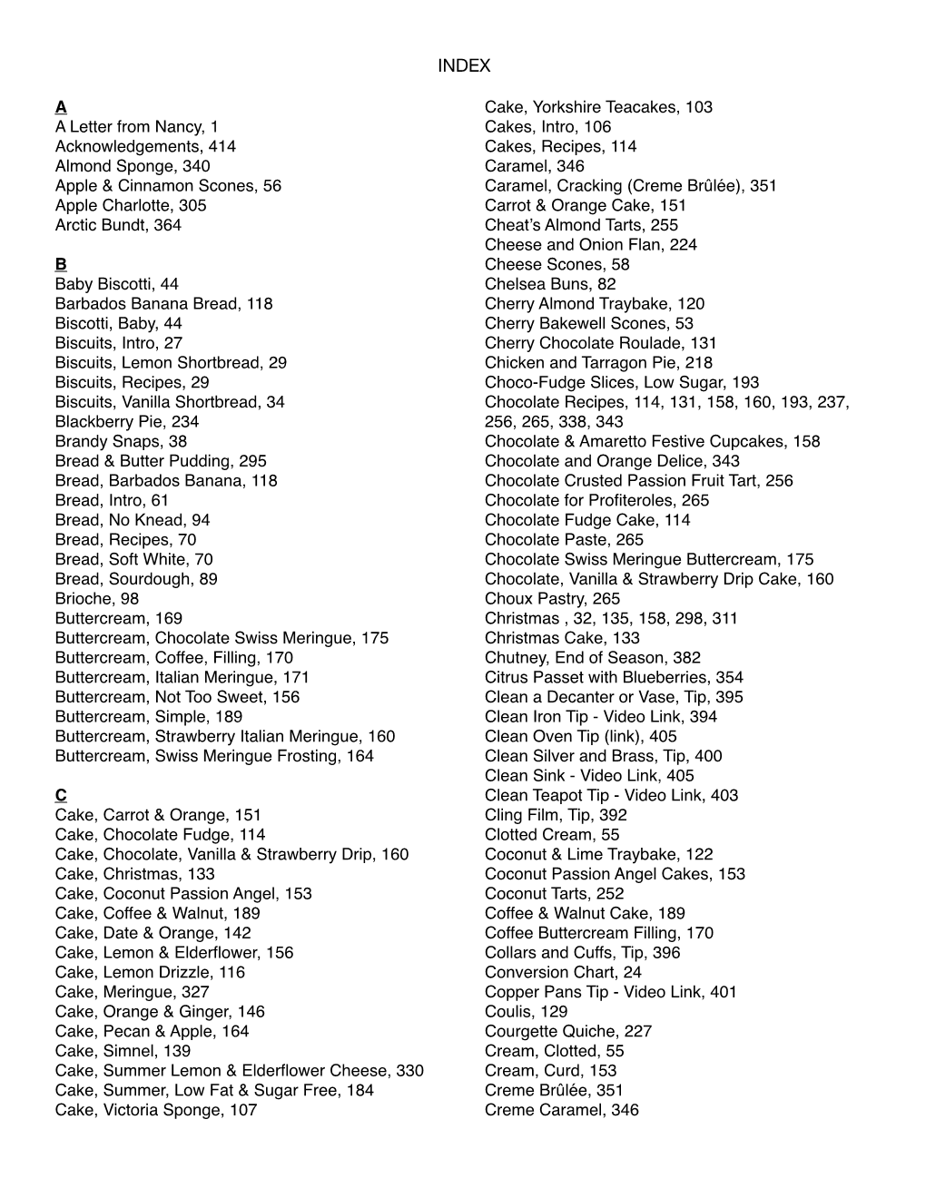 Sizzle and Drizzle Handy Index