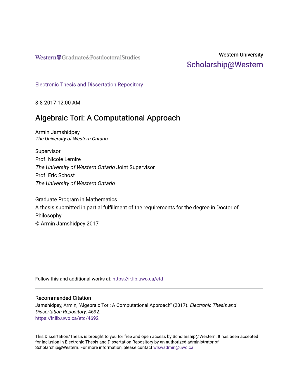 Algebraic Tori: a Computational Approach