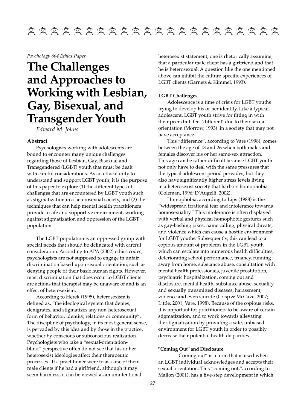 The Challenges and Approaches to Working with Lesbian, Gay