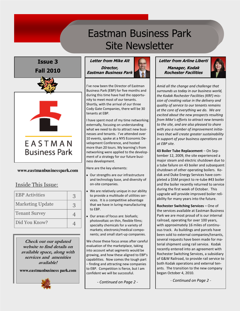 Eastman Business Park Site Newsletter