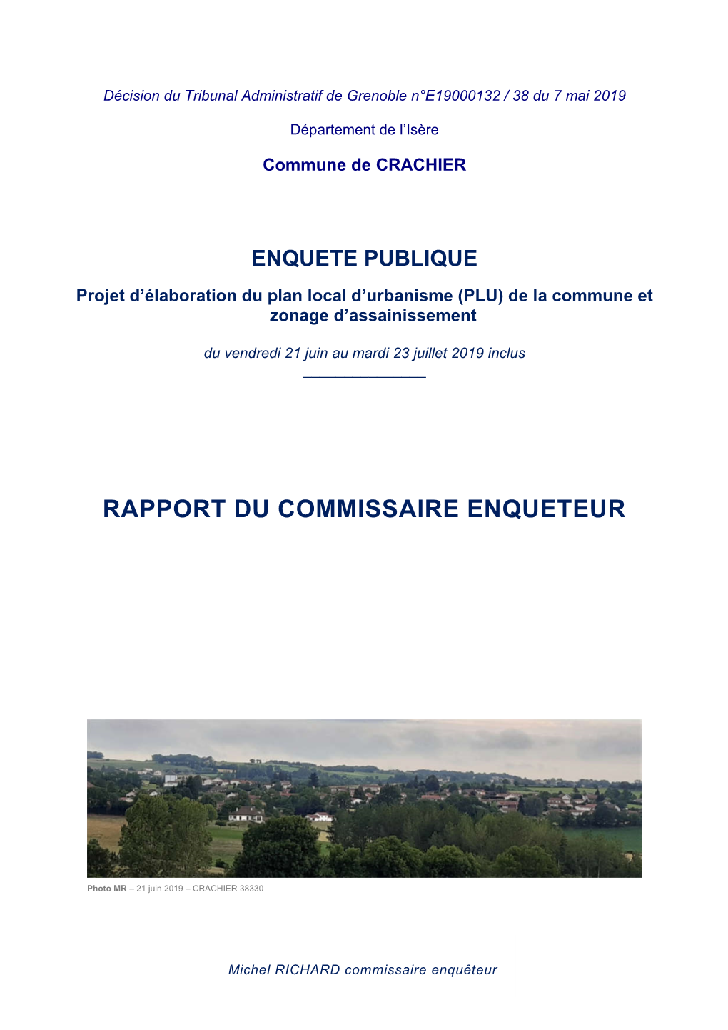 Rapport Du Commissaire Enqueteur
