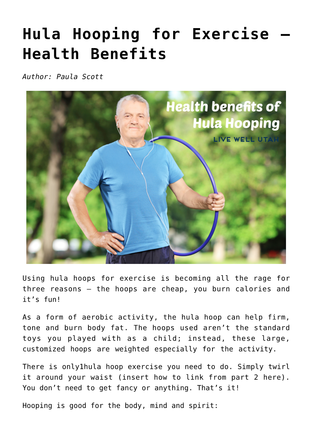 Hula Hooping for Exercise –