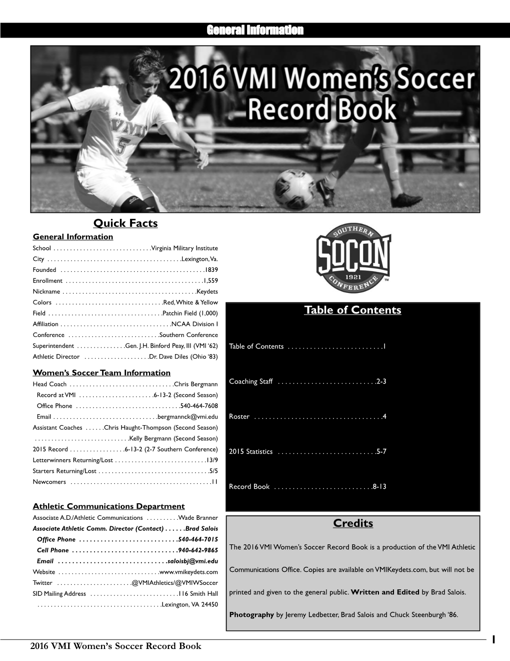 2016 VMI Women's Soccer Record Book Layout 1