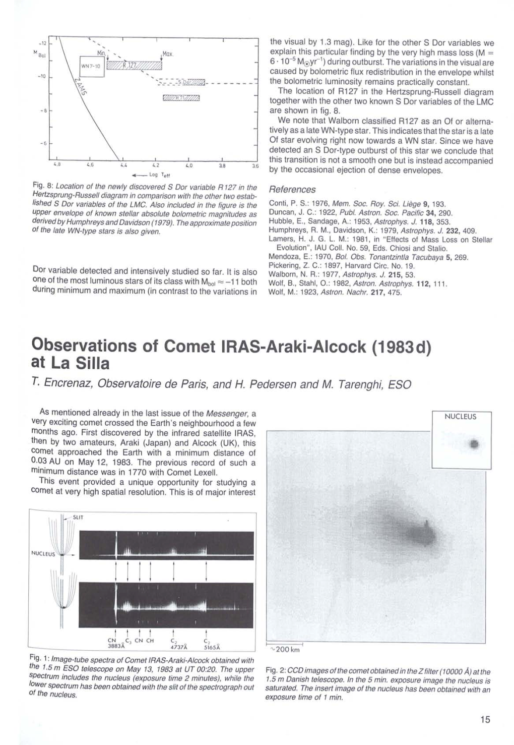 Observations of Comet IRAS-Araki-Alcock (1983D) at La Silla T