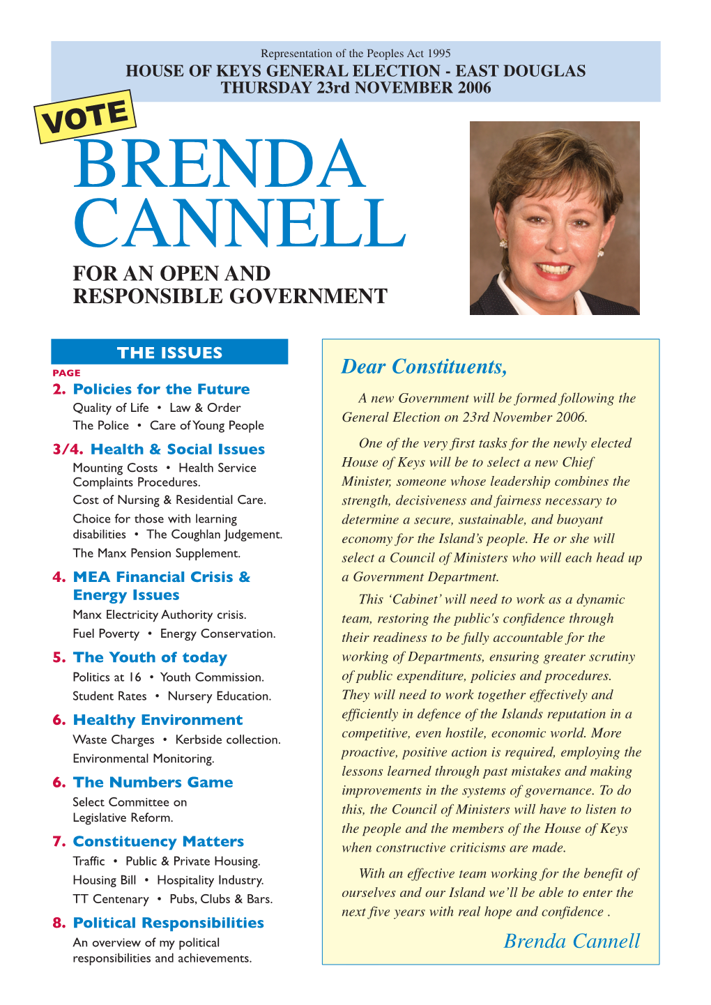 Brenda Cannell for an Open and Responsible Government