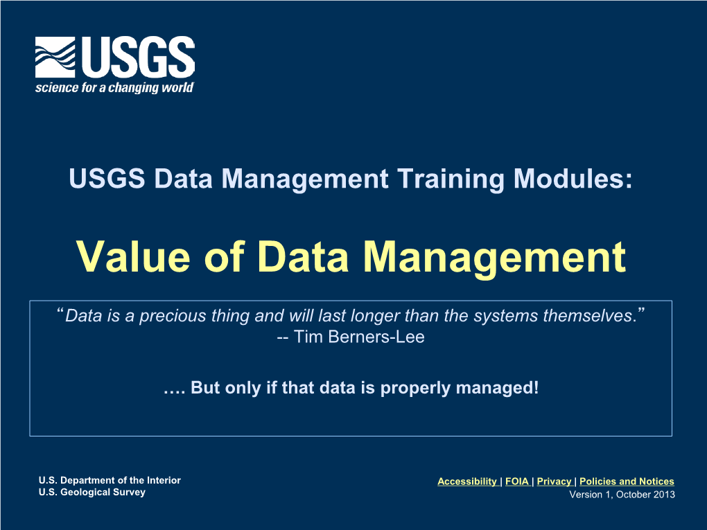 Value of Data Management