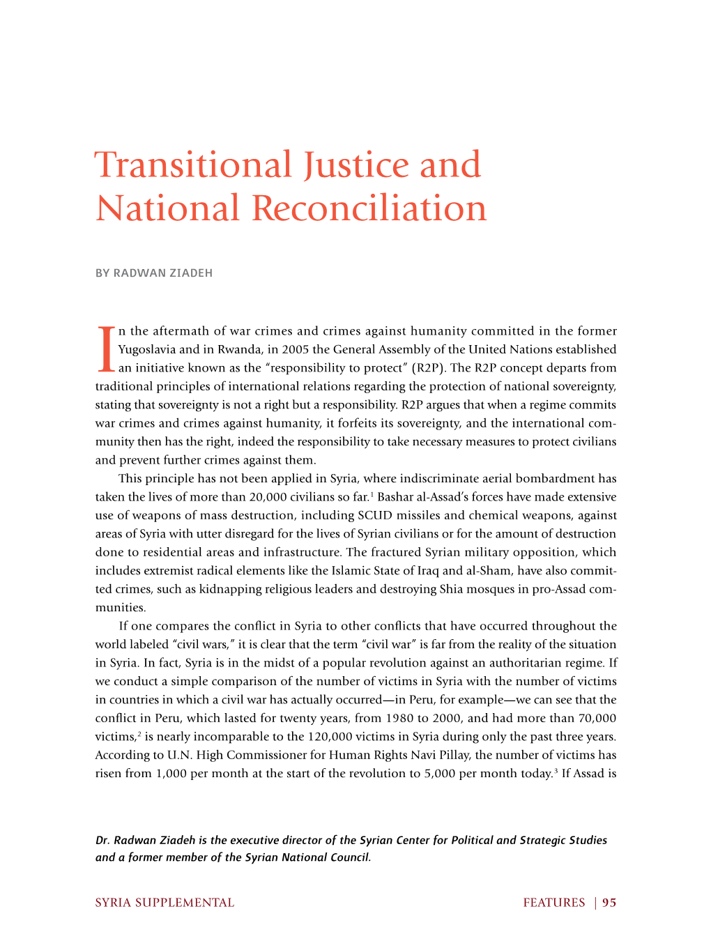 Transitional Justice and National Reconciliation