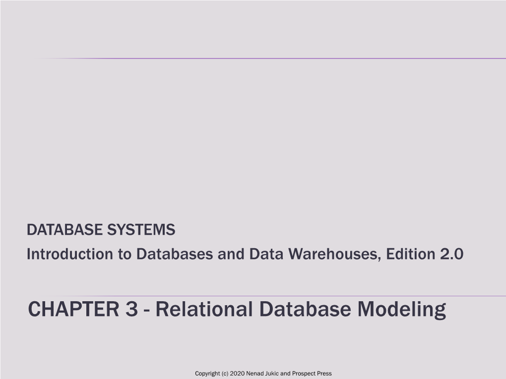 CHAPTER 3 - Relational Database Modeling