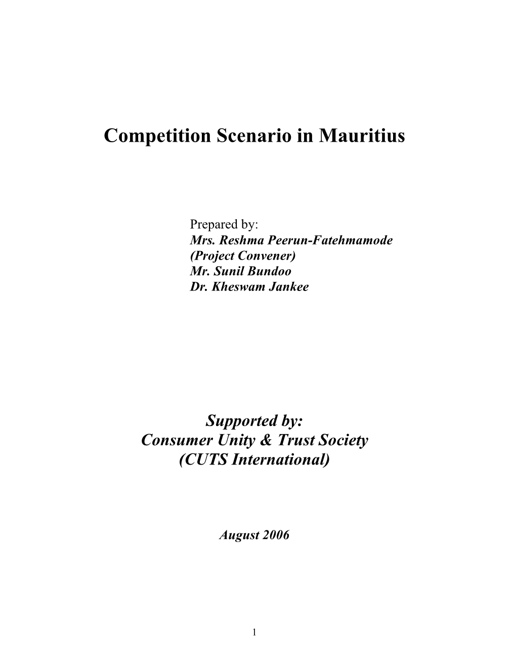 Competition Scenario in Mauritius