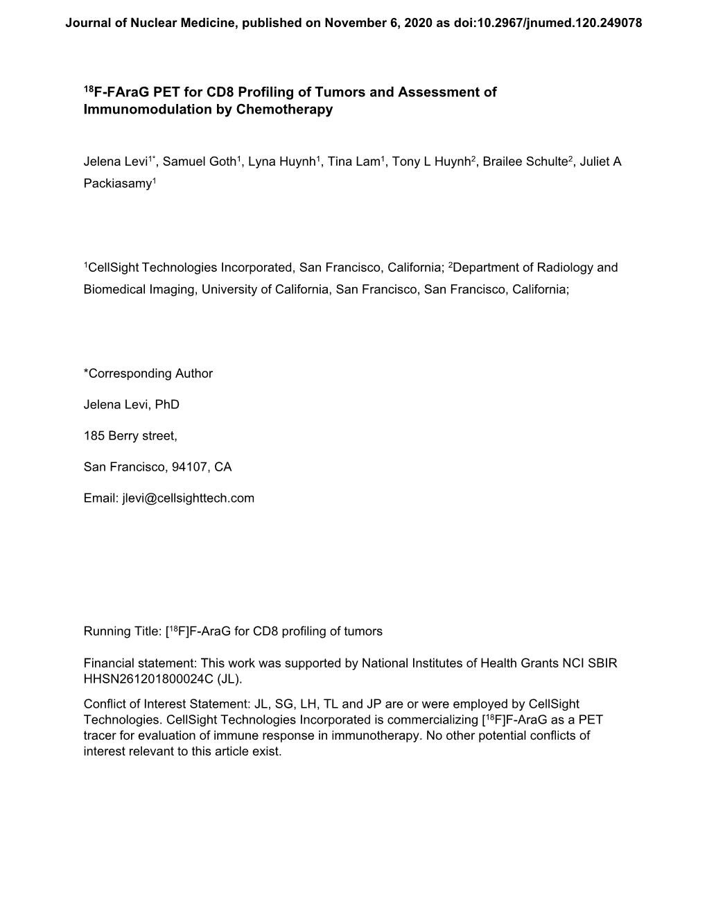 18F-Farag PET for CD8 Profiling of Tumors and Assessment of Immunomodulation by Chemotherapy