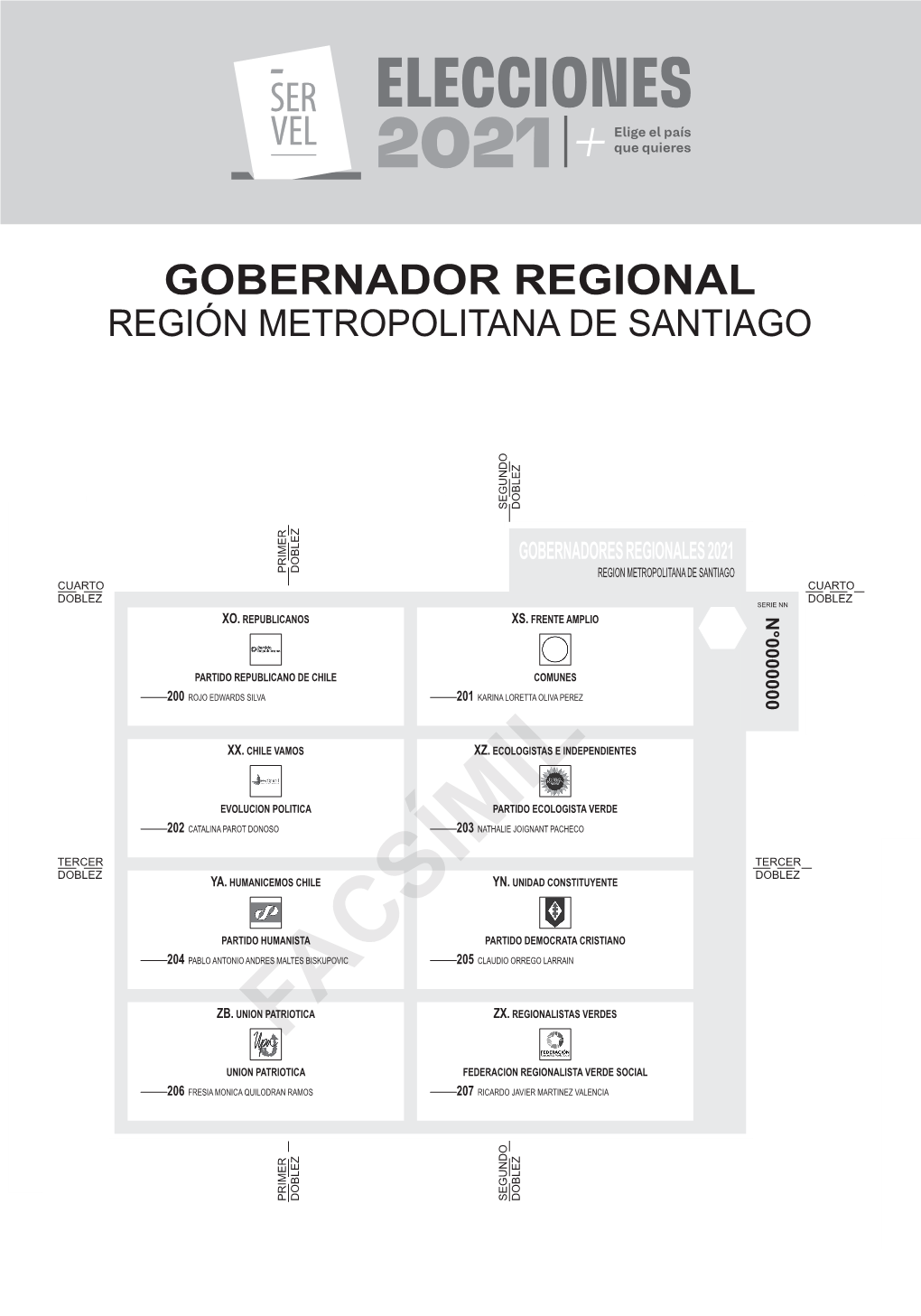 Gobernador Regional Región Metropolitana De Santiago Segundo Doblez