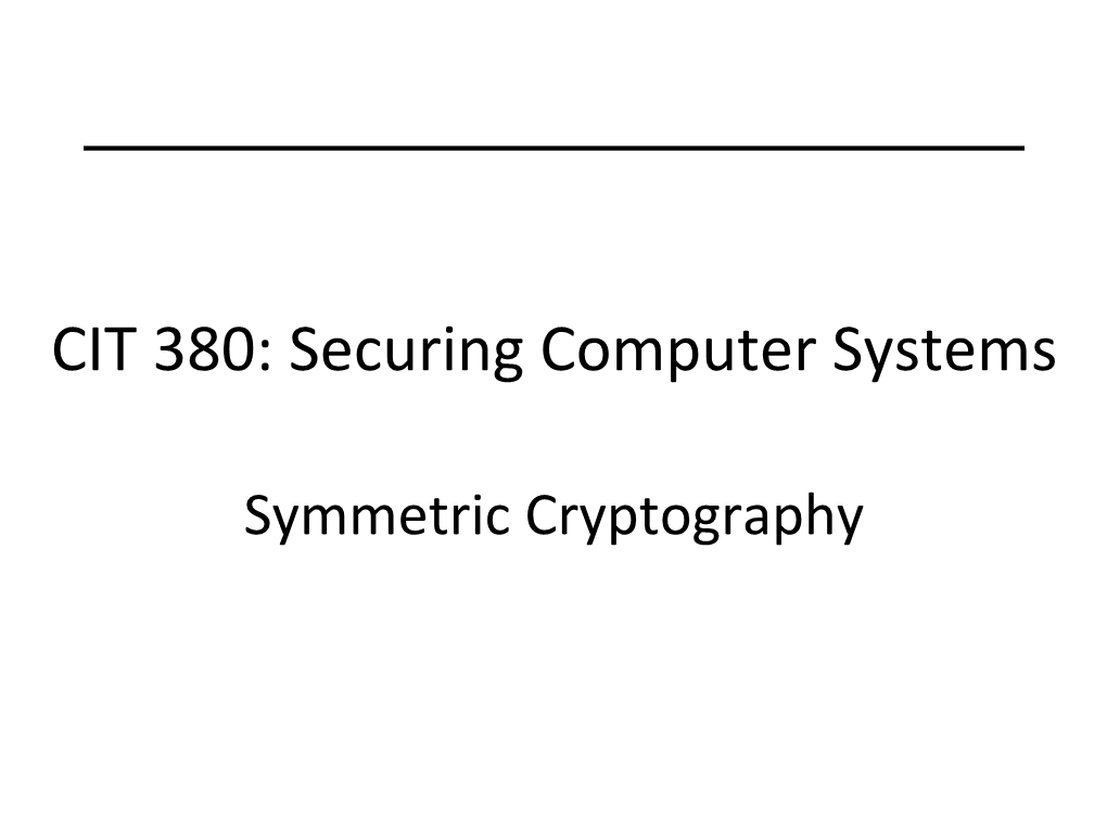 CIT 380: Securing Computer Systems