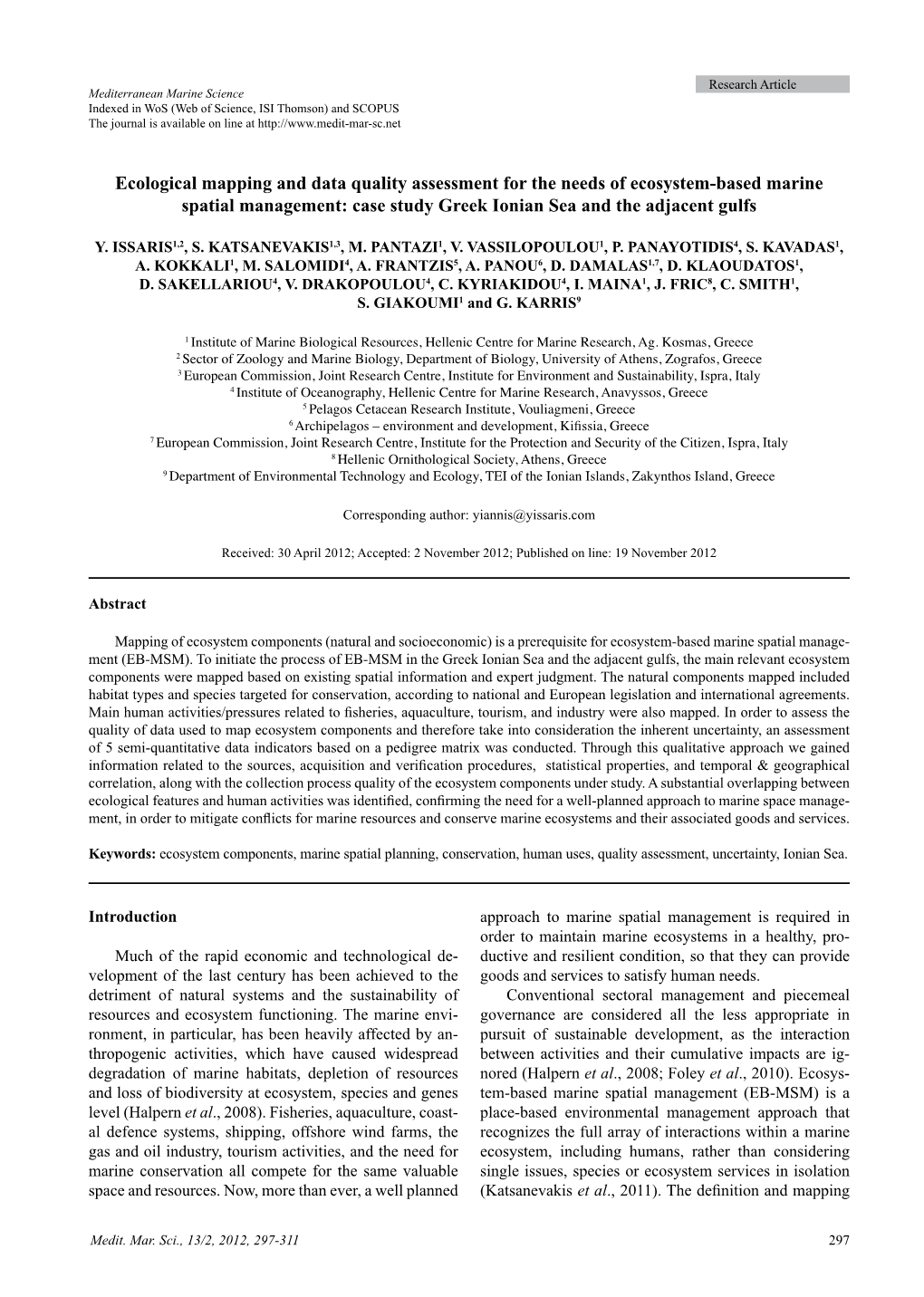 Ecological Mapping and Data Quality Assessment for the Needs of Ecosystem-Based Marine Spatial Management: Case Study Greek Ionian Sea and the Adjacent Gulfs