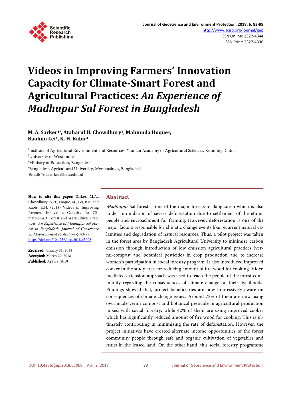 Videos in Improving Farmers' Innovation Capacity for Climate