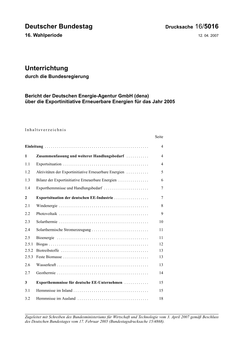 Deutscher Bundestag Unterrichtung