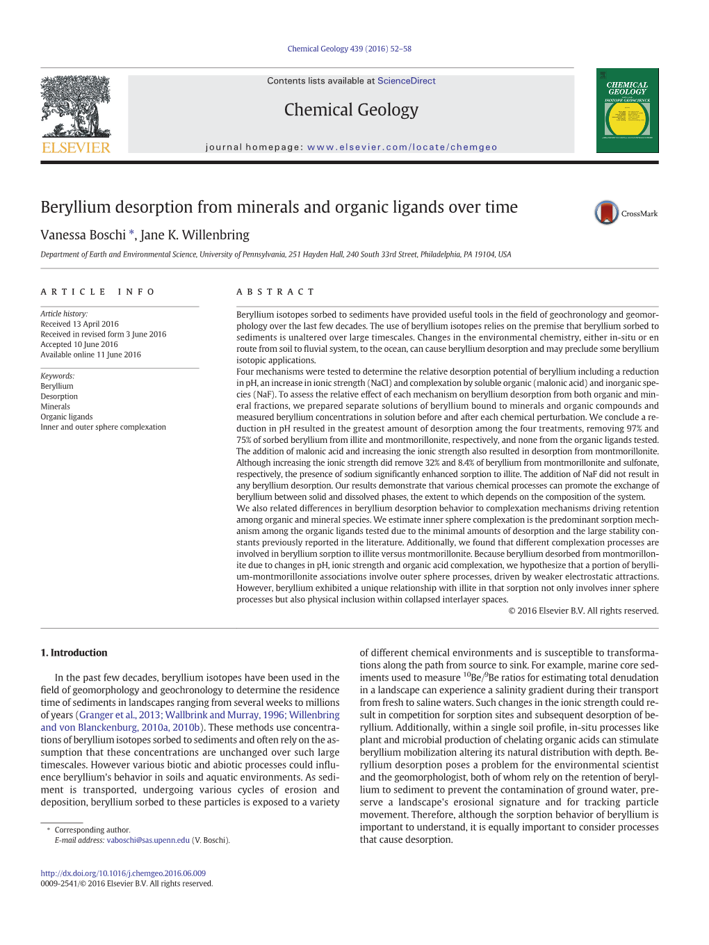 Beryllium Desorption from Minerals and Organic Ligands Over Time