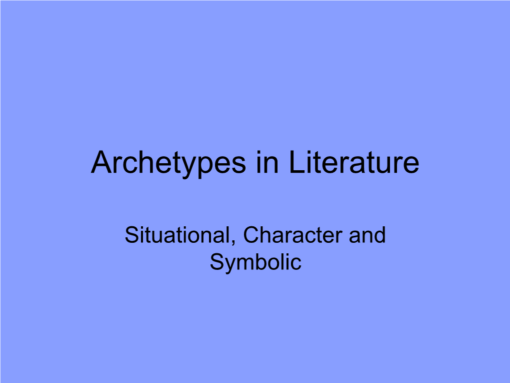 Archetypes in Literature