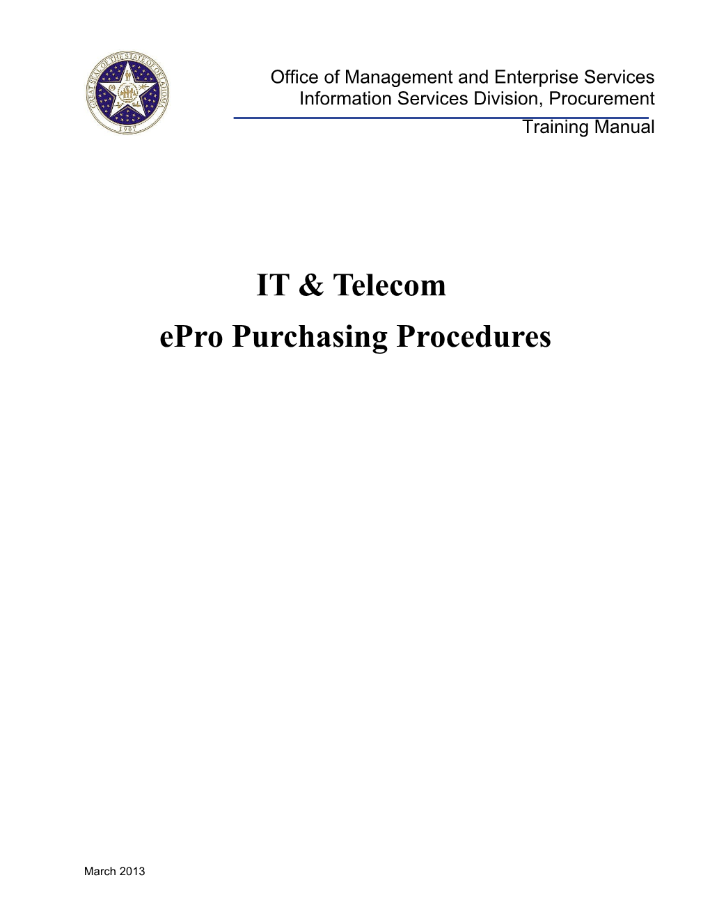 IT & Telecom Epro Purchasing Procedures