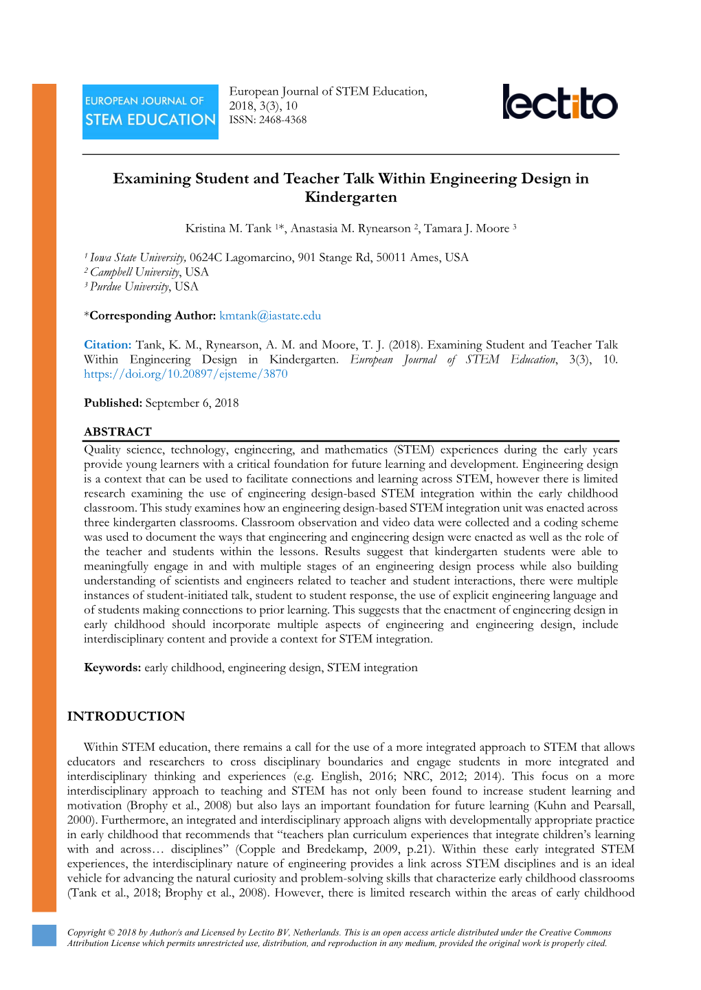 Examining Student and Teacher Talk Within Engineering Design in Kindergarten