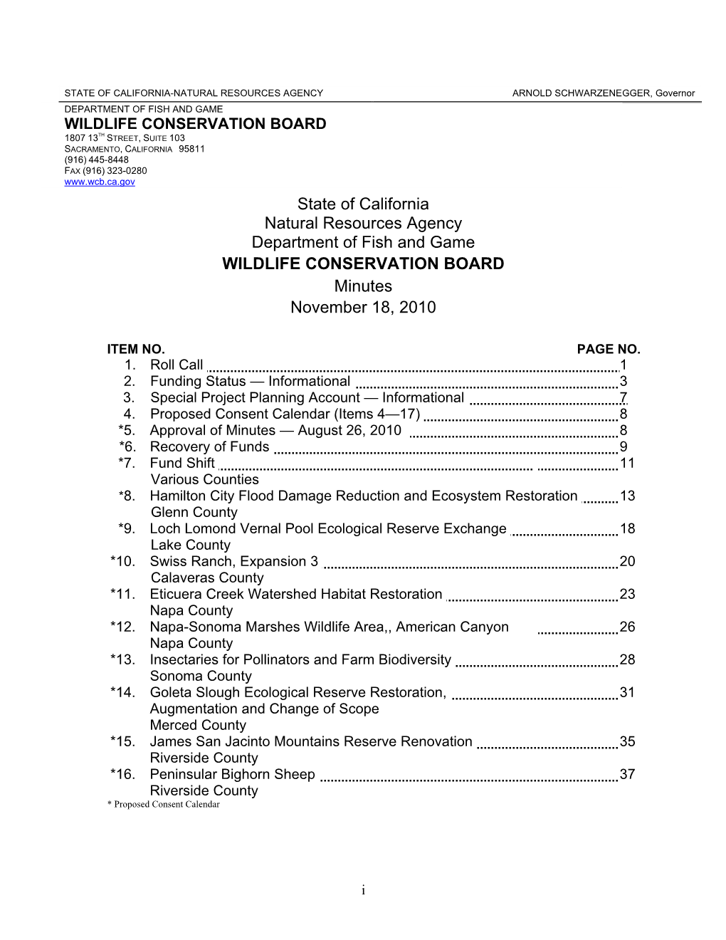 Minutes of Board Meeting November 2010