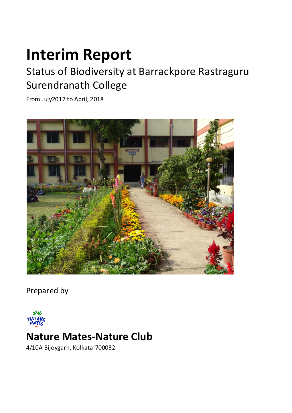 Interim Report Status of Biodiversity at Barrackpore Rastraguru Surendranath College from July2017 to April, 2018