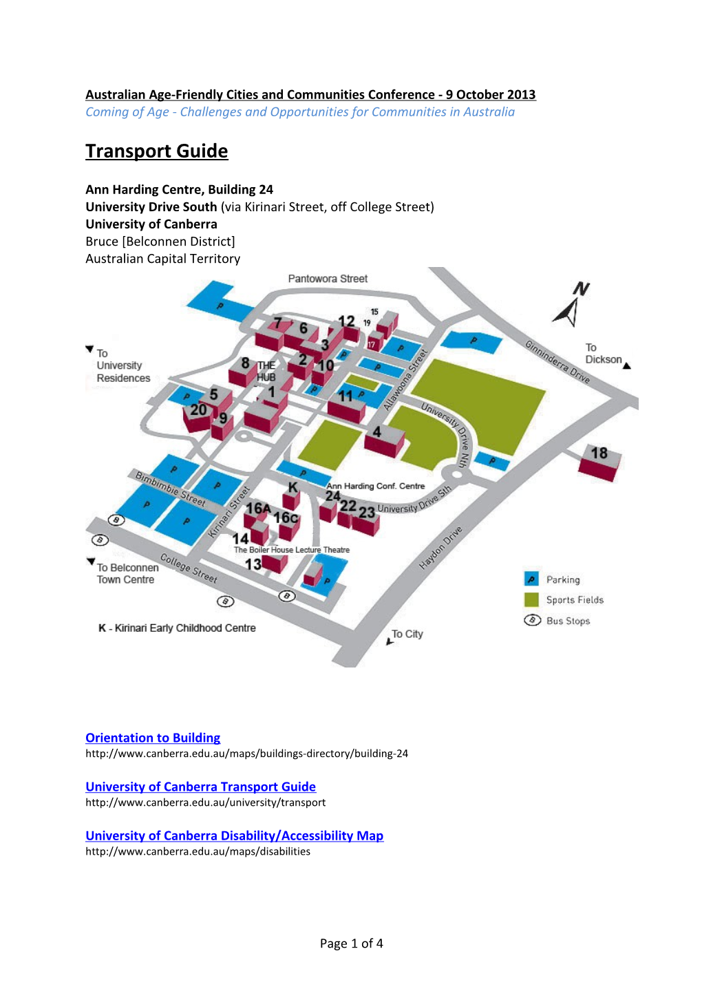 Transport Guide - Australian Age-Friendly Cities and Communities Conference - 9 October 2013