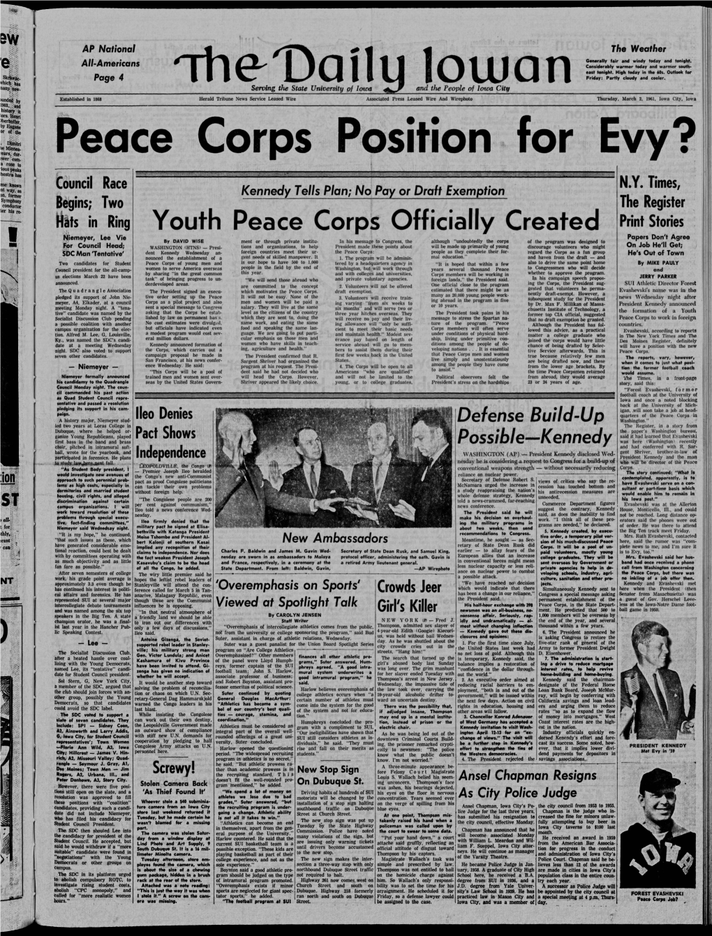 Daily Iowan (Iowa City, Iowa), 1961-03-02