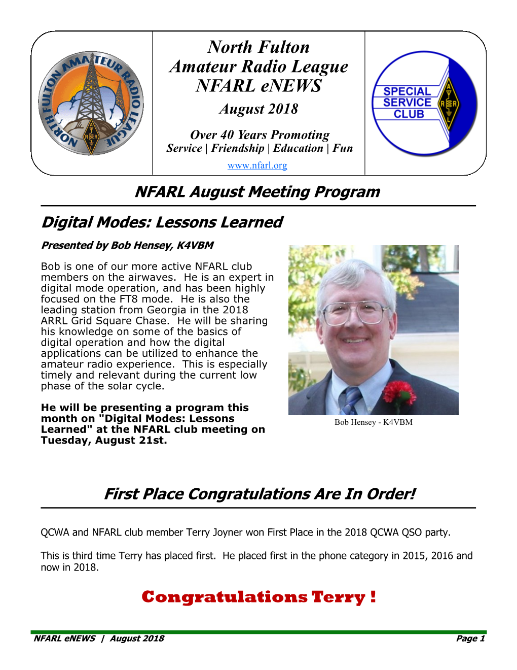 North Fulton Amateur Radio League NFARL Enews