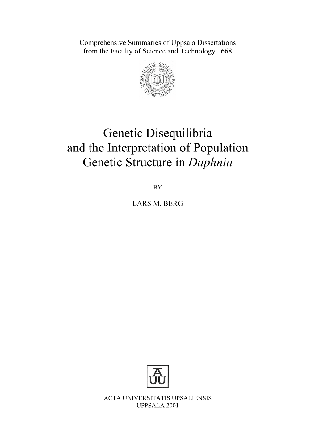 Genetic Disequilibria and the Interpretation of Population Genetic Structure in Daphnia