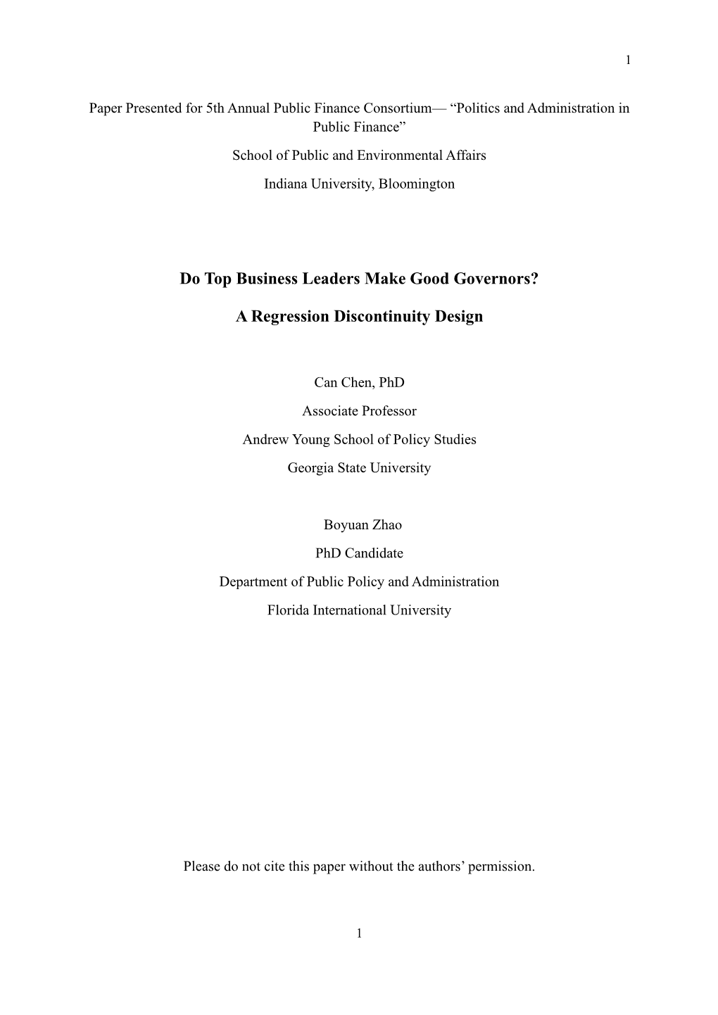 Do Top Business Leaders Make Good Governors? a Regression Discontinuity Design